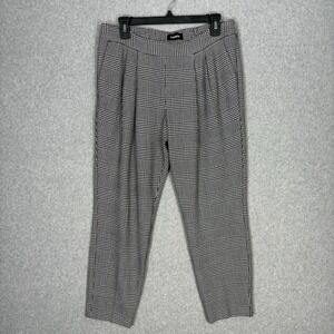 Express Pleated Houndstooth Pants Medium Black White Trouser Ankle‎ Pockets